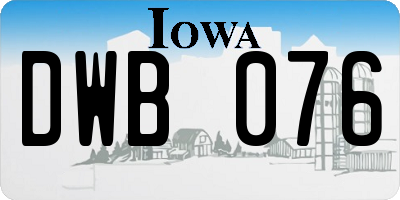 IA license plate DWB076
