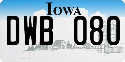 IA license plate DWB080