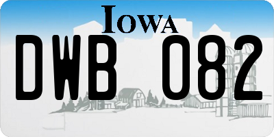 IA license plate DWB082