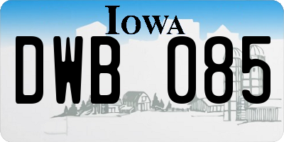 IA license plate DWB085