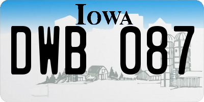 IA license plate DWB087