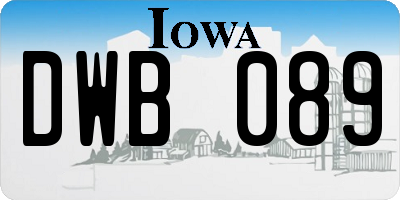 IA license plate DWB089