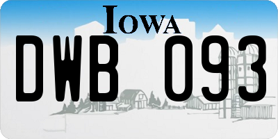 IA license plate DWB093