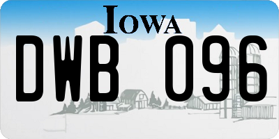 IA license plate DWB096