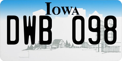 IA license plate DWB098