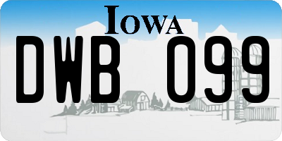 IA license plate DWB099