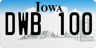 IA license plate DWB100