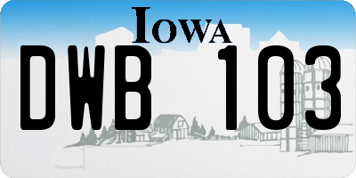 IA license plate DWB103