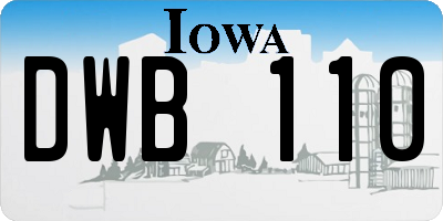 IA license plate DWB110