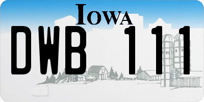 IA license plate DWB111
