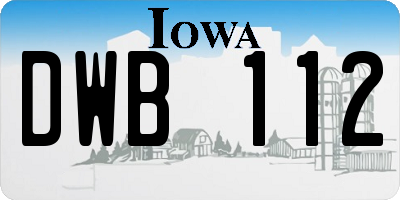 IA license plate DWB112