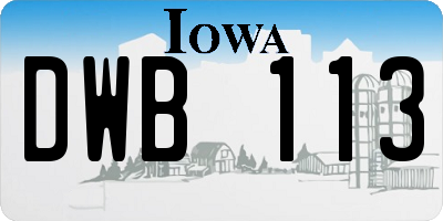 IA license plate DWB113