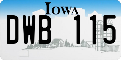 IA license plate DWB115