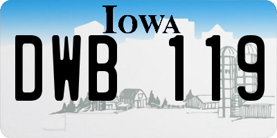 IA license plate DWB119