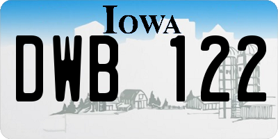 IA license plate DWB122