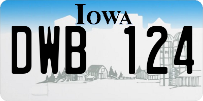 IA license plate DWB124