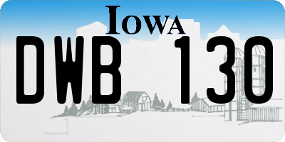 IA license plate DWB130