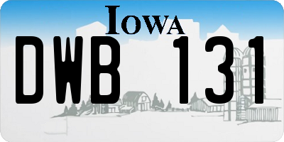 IA license plate DWB131