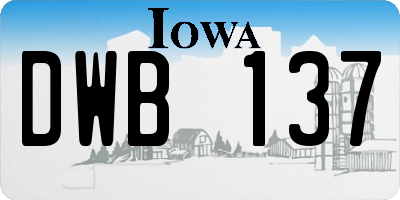 IA license plate DWB137