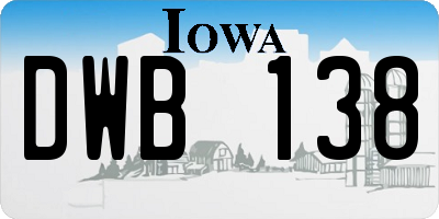 IA license plate DWB138