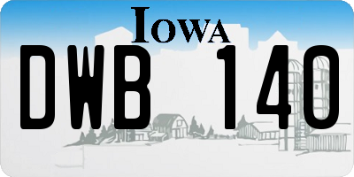 IA license plate DWB140
