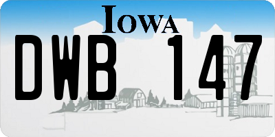 IA license plate DWB147