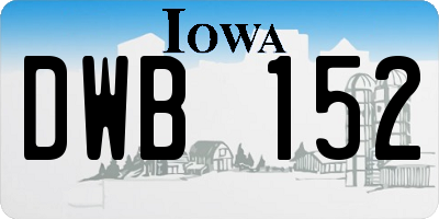 IA license plate DWB152
