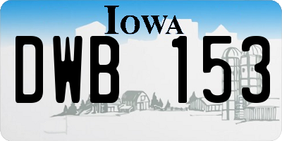 IA license plate DWB153