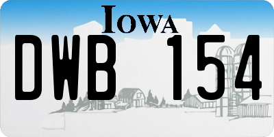 IA license plate DWB154
