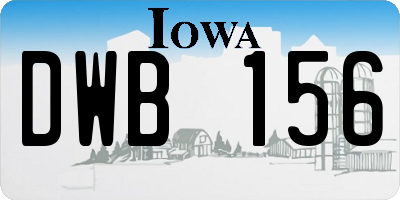 IA license plate DWB156