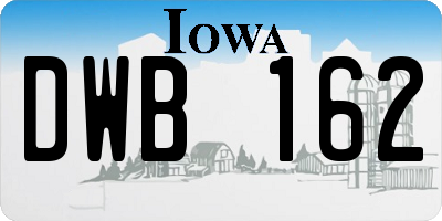 IA license plate DWB162