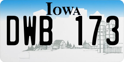 IA license plate DWB173