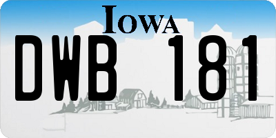 IA license plate DWB181