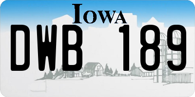 IA license plate DWB189