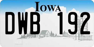 IA license plate DWB192