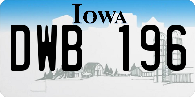 IA license plate DWB196