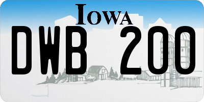 IA license plate DWB200