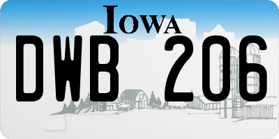 IA license plate DWB206