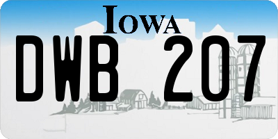 IA license plate DWB207
