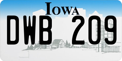 IA license plate DWB209