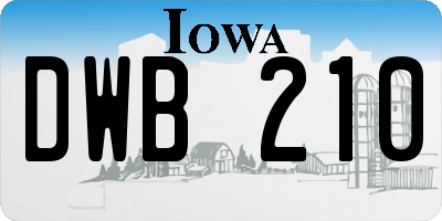 IA license plate DWB210