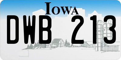 IA license plate DWB213