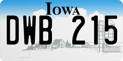 IA license plate DWB215
