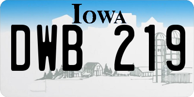 IA license plate DWB219