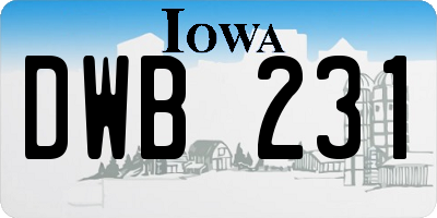IA license plate DWB231