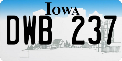 IA license plate DWB237