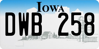 IA license plate DWB258