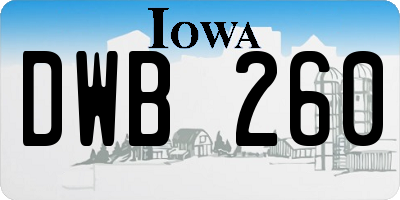 IA license plate DWB260