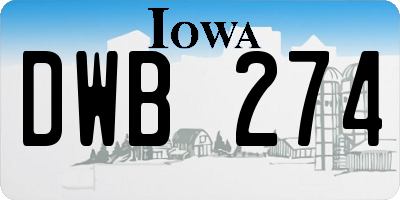 IA license plate DWB274