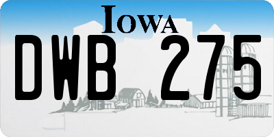 IA license plate DWB275
